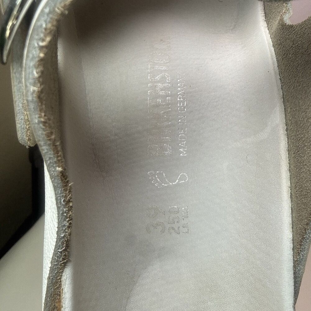 Birkenstock Arizona Big Buckle White Leather Sandals Slides- Size 39 8-8.5 - Picture 6 of 9